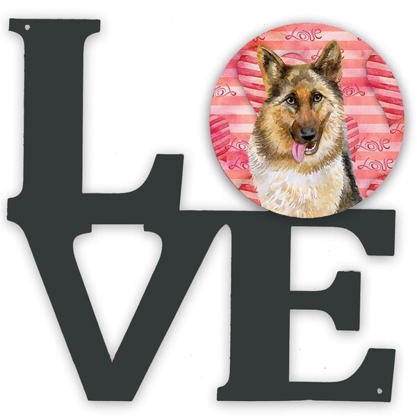 Carolines Treasures 11.5 x 11.75 in. German Shepherd Love Metal Artwork Wall Decor - BB9741WALV
