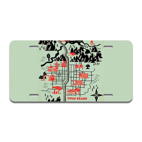 Amistad Twin Peaks Map Aluminum License Plate - AM3938226