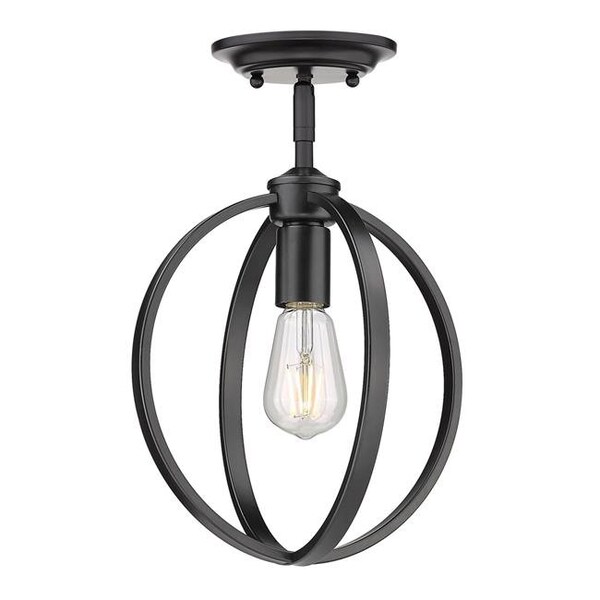 Golden Lighting Golden Lighting 3167-1SF BLK 11 in. Colson 1 Light Matte Black Semi Flush Pendant Ceiling Light - 3167-1SF BLK