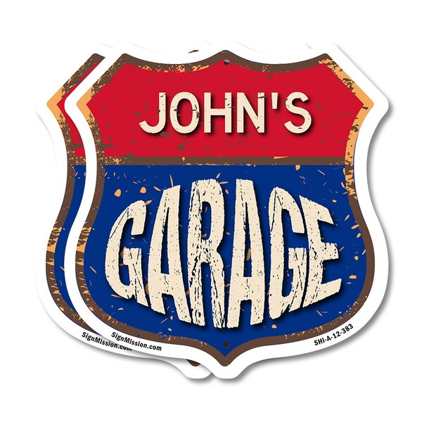 Signmission John's Garage, 12 inch X 12 inch, Aluminum Metal Sign, 2PK - SHI-A-2PACK-12-383-JOHN