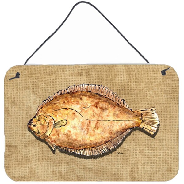 Carolines Treasures 8 x 12 in. Flounder Aluminium Metal Wall or Door Hanging Print - 8821DS812