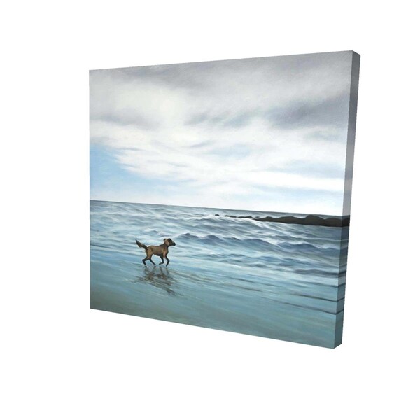 Fondo 16 x 16 in. Dog on the Beach-Print on Canvas - FO2775906