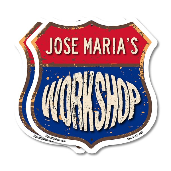 Signmission Jose Maria's Workshop, 12 inch X 12 inch, Aluminum Metal Sign, 2PK - SHI-A-2PACK-12-489-JOSE MARIA