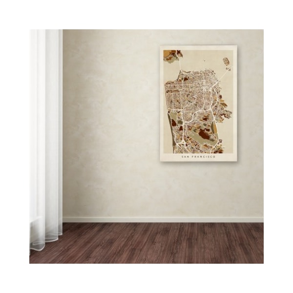 Trademark Fine Art Michael Tompsett 'San Francisco City Street Map' Canvas Art, 30x47 - MT0671-C3047GG