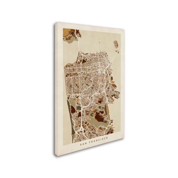 Trademark Fine Art Michael Tompsett 'San Francisco City Street Map' Canvas Art, 30x47 - MT0671-C3047GG