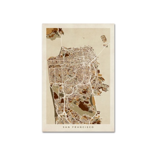 Trademark Fine Art Michael Tompsett 'San Francisco City Street Map' Canvas Art, 30x47 - MT0671-C3047GG
