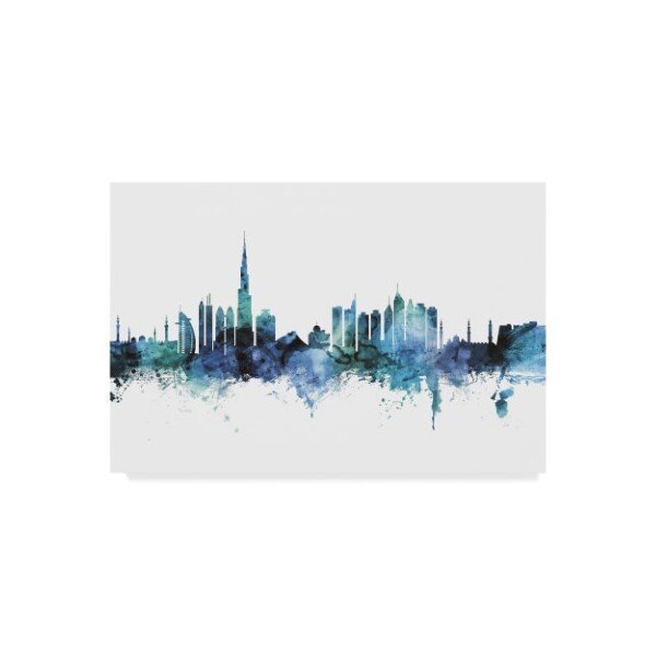 Trademark Fine Art Michael Tompsett 'Dubai Blue Teal Skyline' Canvas Art, 30x47 - MT01486-C3047GG