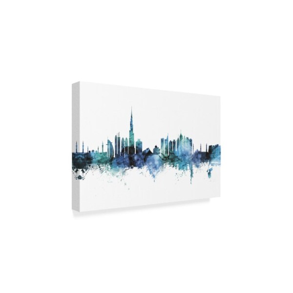Trademark Fine Art Michael Tompsett 'Dubai Blue Teal Skyline' Canvas Art, 30x47 - MT01486-C3047GG