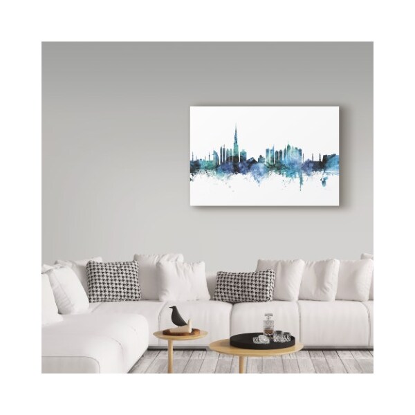 Trademark Fine Art Michael Tompsett 'Dubai Blue Teal Skyline' Canvas Art, 30x47 - MT01486-C3047GG