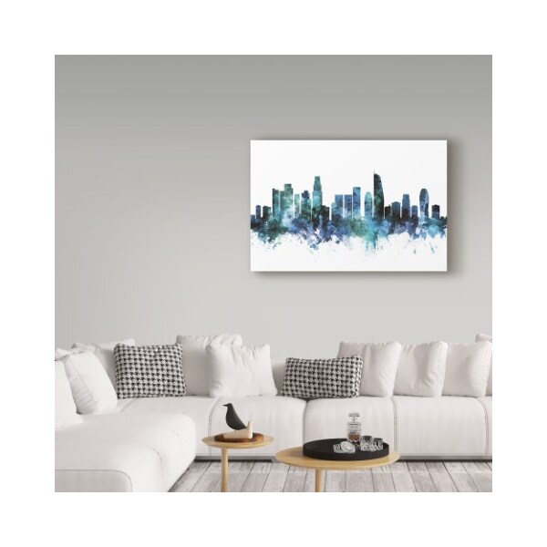 Trademark Fine Art Michael Tompsett 'Los Angeles California Blue Teal Skyline' Canvas Art, 22x32 - MT01485-C2232GG