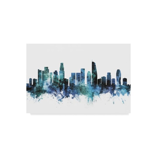 Trademark Fine Art Michael Tompsett 'Los Angeles California Blue Teal Skyline' Canvas Art, 22x32 - MT01485-C2232GG