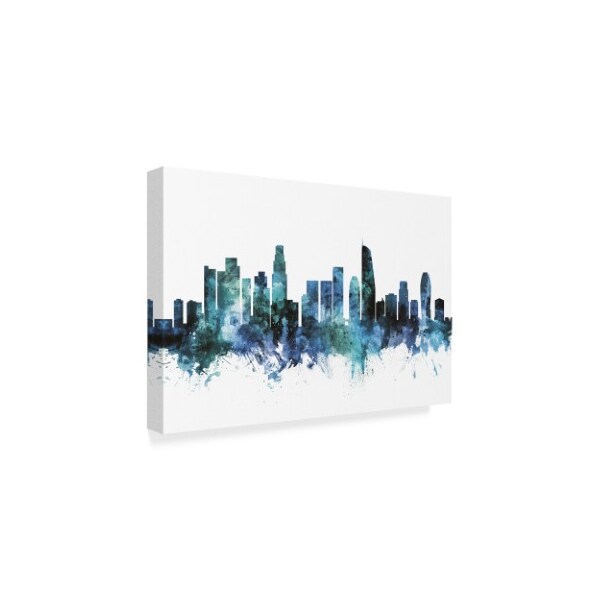 Trademark Fine Art Michael Tompsett 'Los Angeles California Blue Teal Skyline' Canvas Art, 22x32 - MT01485-C2232GG