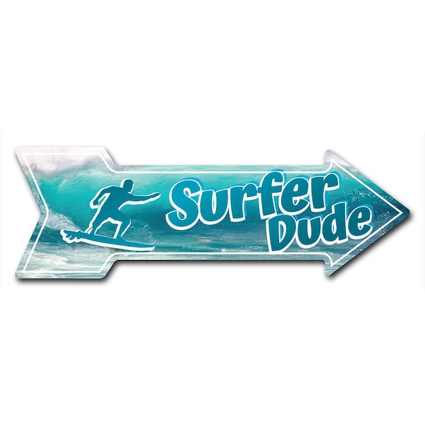 Signmission Surfer Dude Arrow Decal Funny Home Decor 18in Wide - D-A-999585