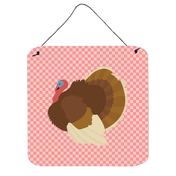 Micasa French Turkey Dindon Pink Check Wall or Door Hanging Prints6 x 6 in. - MI231340