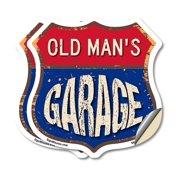 Signmission Old Man's Garage, 18 inch X 18 inch, Vinyl Decal, 2PK - SHI-D-2PACK-18-383-OLD MAN