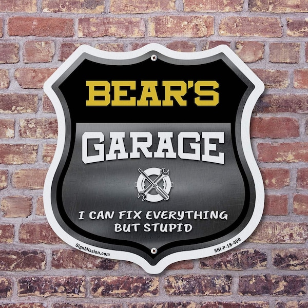 Signmission Bear's Garage I Can Fix Everything But Stupid, 12 inch X 12 inch, Plastic Sign, 2PK - SHI-P-2PACK-12-490-BEAR