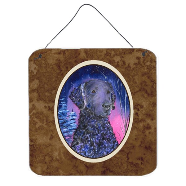 Micasa 6 In. Starry Night Curly Coated Retriever Aluminium Metal Wall Or Door Hanging Prints - MI629343