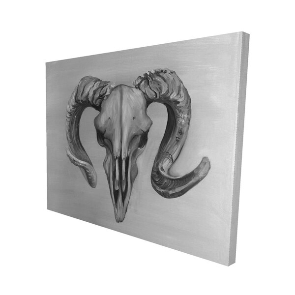 Begin Home Decor 16 x 20 in. Greyscale Aries Skull-Print on Canvas - 2080-1620-AN340