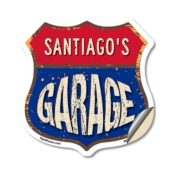 Signmission Santiago's Garage, 18 Inch X 18 Inch, Vinyl Decal - SHI-D-18-383-SANTIAGO