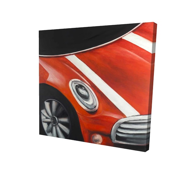 Begin Home Decor 32 x 32 in. Red Car with White Stripes Closeup-Print on Canvas - 2080-3232-TR28