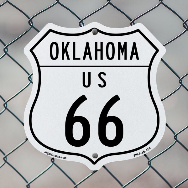 Signmission Oklahoma Route Marker Shield Sign Us 66, 12 inch X 12 inch, Aluminum Metal Sign, 5PK - SHI-A-5PACK-12-426
