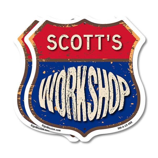 Signmission Scott's Workshop, 12 inch X 12 inch, Aluminum Metal Sign, 2PK - SHI-A-2PACK-12-489-SCOTT