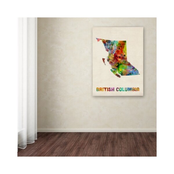 Trademark Fine Art Michael Tompsett 'British Columbia Watercolor Map' Canvas Art, 18x24 - MT0503-C1824GG