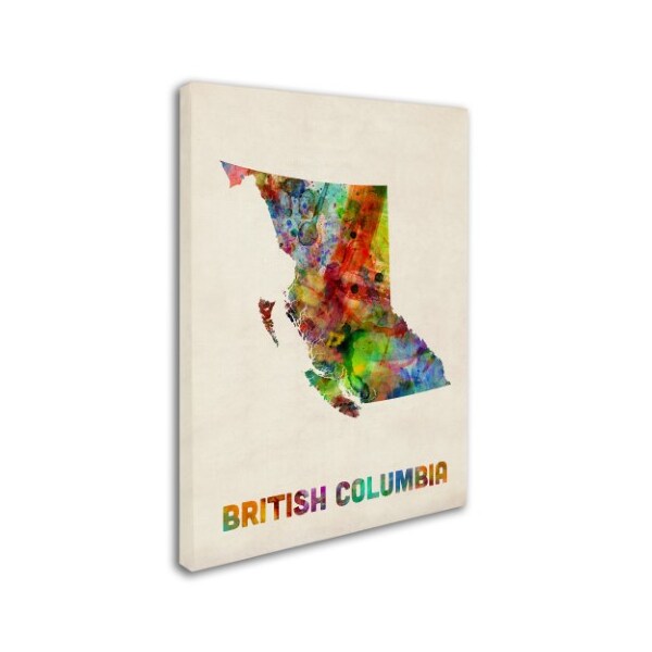 Trademark Fine Art Michael Tompsett 'British Columbia Watercolor Map' Canvas Art, 18x24 - MT0503-C1824GG