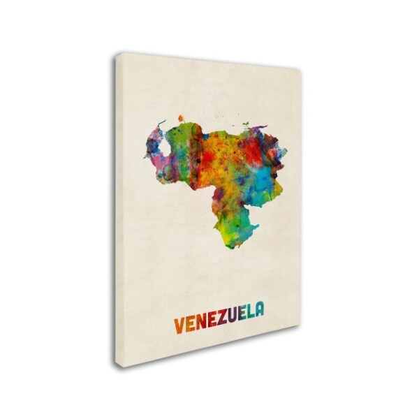 Trademark Fine Art Michael Tompsett 'Venezuela Watercolor Map' Canvas Art, 24x32 - MT0740-C2432GG