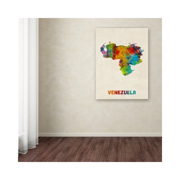 Trademark Fine Art Michael Tompsett 'Venezuela Watercolor Map' Canvas Art, 24x32 - MT0740-C2432GG