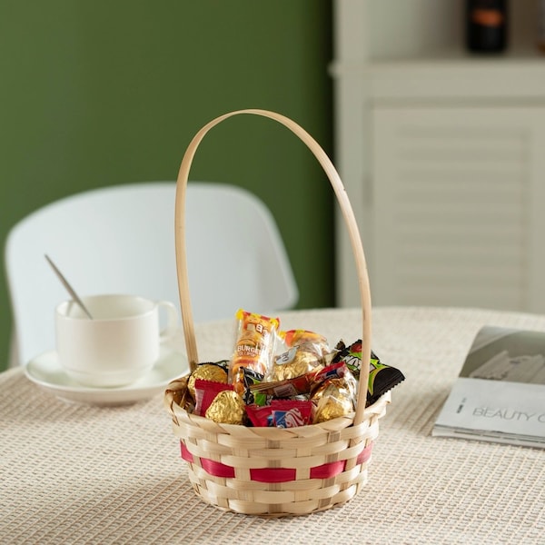 Wickerwise Multipurpose Hand-Woven Basket with Handle - Ideal as Gift Basket, Food Storage, Flower and - QI004724