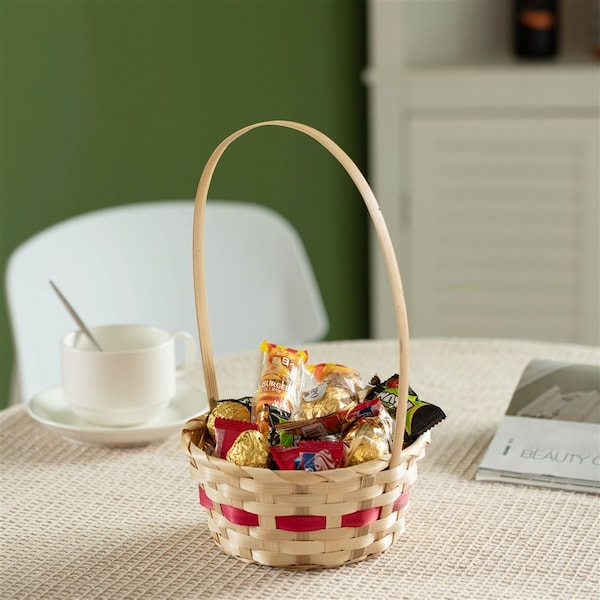 Wickerwise Multipurpose Hand-Woven Basket with Handle - Ideal as Gift Basket, Food Storage, Flower and - QI004724