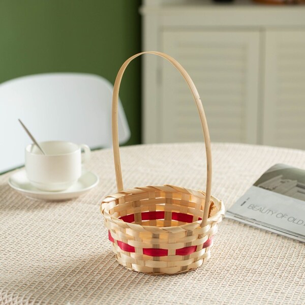 Wickerwise Multipurpose Hand-Woven Basket with Handle - Ideal as Gift Basket, Food Storage, Flower and - QI004724