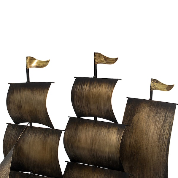 Vintiquewise Nautical Home Decor Metal Sailboat Centerpiece Ship Decor Desktop Decoration, Natural - QI004320-N