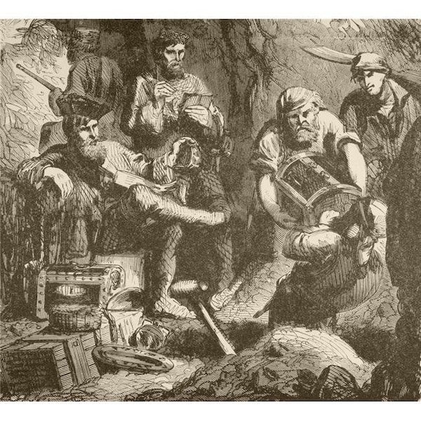 Thinkandplay William Captain Kidd Circa 1645 To 1701 Scottish Pirate. Here Seen Burying His Treasure Poster Print; 15 x 14 - TH933322
