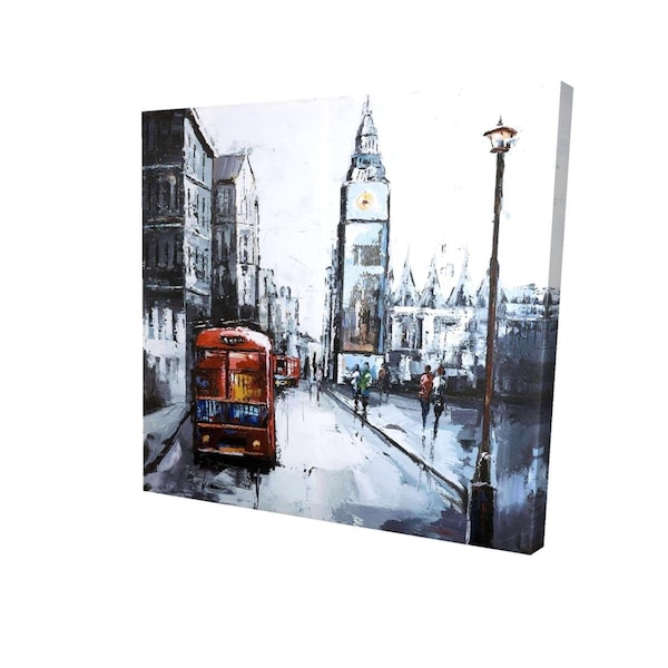 Fondo 16 x 16 in. Abstract London & Red Bus-Print on Canvas - FO2789108