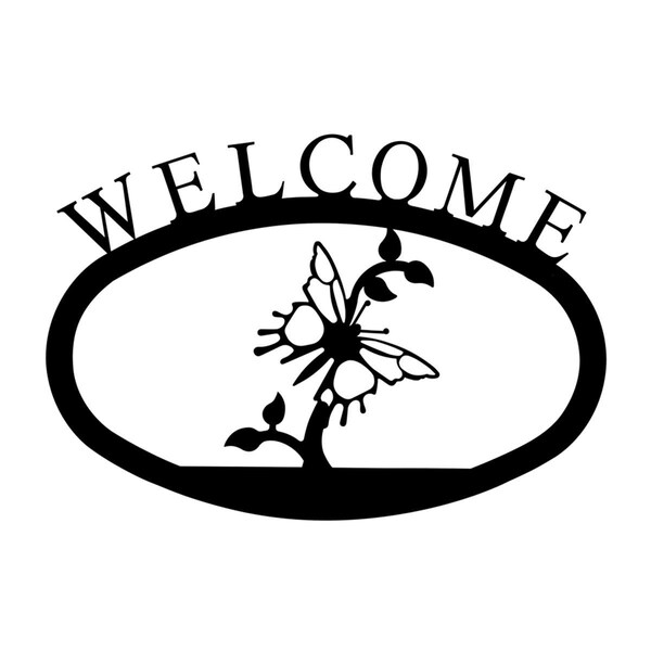 Village Wrought Iron Butterfly Welcome Sign, Small - WEL-38-S