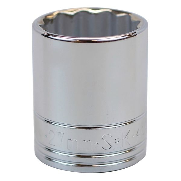 Sk Professional Tools 1/2 in Drive, 27mm 12 pt Metric Socket, 12 Points - 40327