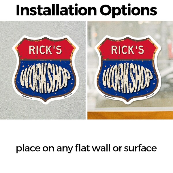 Signmission Rick's Workshop, 4 inch X 4 inch, Vinyl Decal, 2PK - SHI-D-2PACK-4-489-RICK