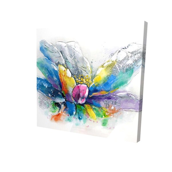 Fondo 16 x 16 in. Abstract Flower with Newspaper-Print on Canvas - FO2791209
