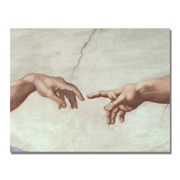 Trademark Fine Art Michelangelo 'Hands of God' Canvas Art, 18x24 - BL0668-C1824GG
