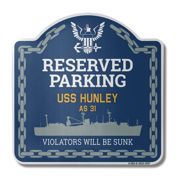 Signmission USS HUNLEY AS 31, 18 Inch x 18 Inch, Heavy Gauge Aluminum - A-DES-N-1818-3597
