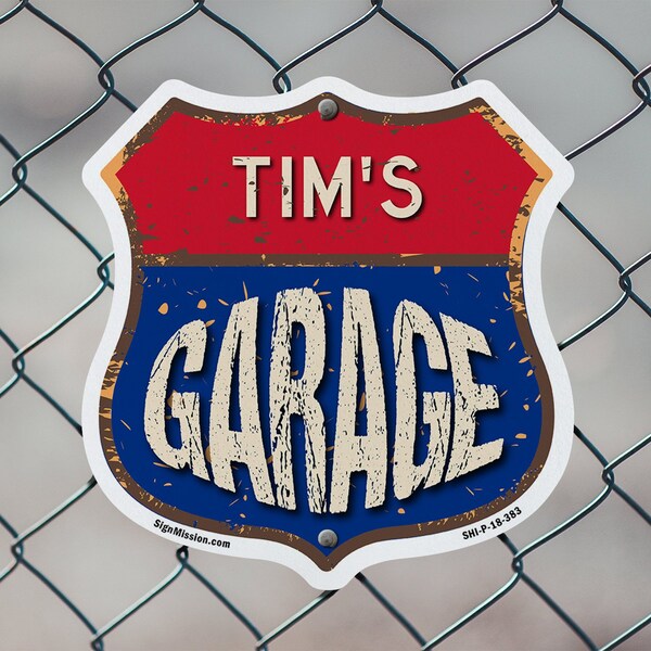 Signmission Tim's Garage, 6 Inch X 6 Inch, Plastic Sign - SHI-P-6-383-TIM