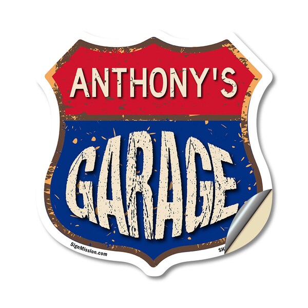 Signmission Anthony's Garage, 18 Inch X 18 Inch, Vinyl Decal - SHI-D-18-383-ANTHONY