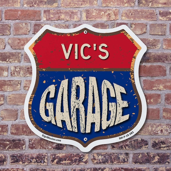 Signmission Vic's Garage, 6 inch X 6 inch, Plastic Sign, 2PK - SHI-P-2PACK-6-383-VIC
