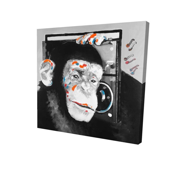 Begin Home Decor 32 x 32 in. Monkey Listening to Radio-Print on Canvas - 2080-3232-AN253