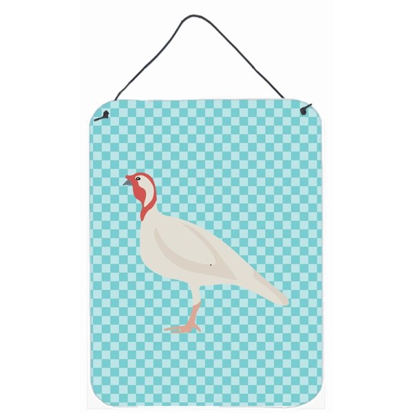 Jensendistributionservices Beltsville Small White Turkey Hen Blue Check Wall or Door Hanging Prints - MI2551194