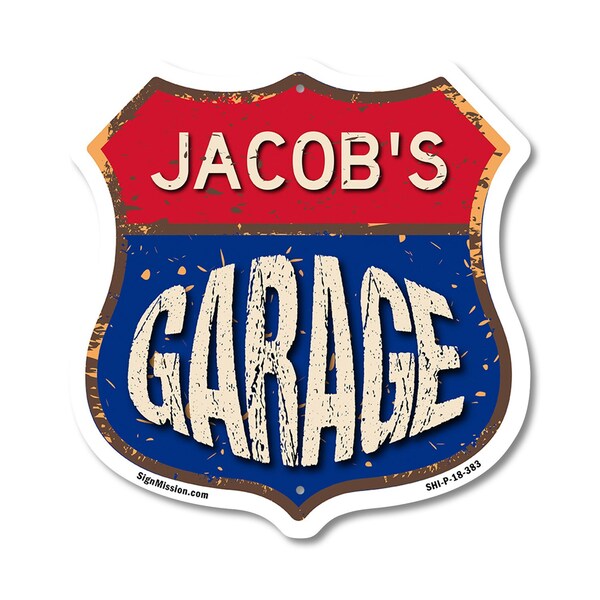 Signmission Jacob's Garage, 18 Inch X 18 Inch, Plastic Sign - SHI-P-18-383-JACOB