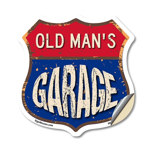 Signmission Old Man's Garage, 18 Inch X 18 Inch, Vinyl Decal - SHI-D-18-383-OLD MAN