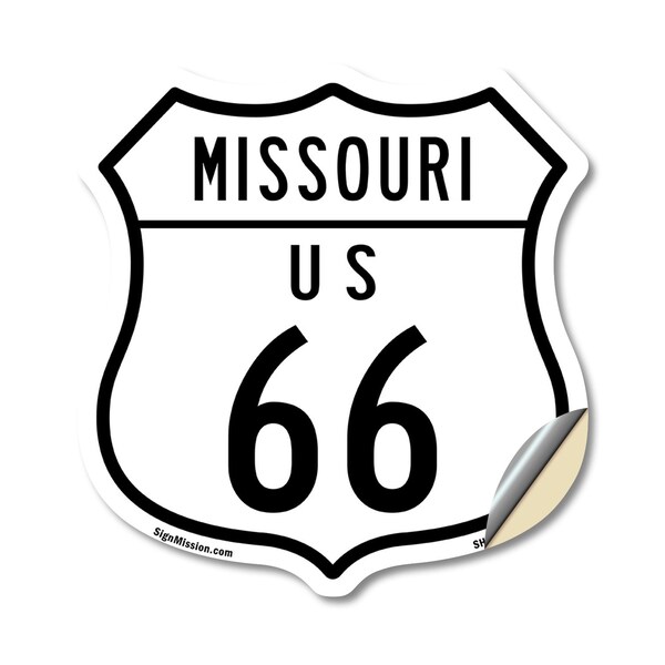 Signmission Missouri Route Marker Shield Sign Us 66, 12 Inch X 12 Inch, Vinyl Decal - SHI-D-12-386